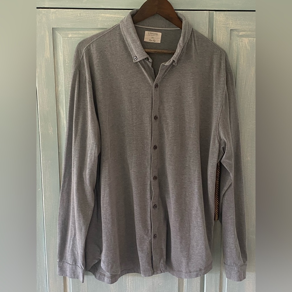 Linksoul Tempus Fugit Gray Knit Long Sleeve Button‎ Down Shirt - XL